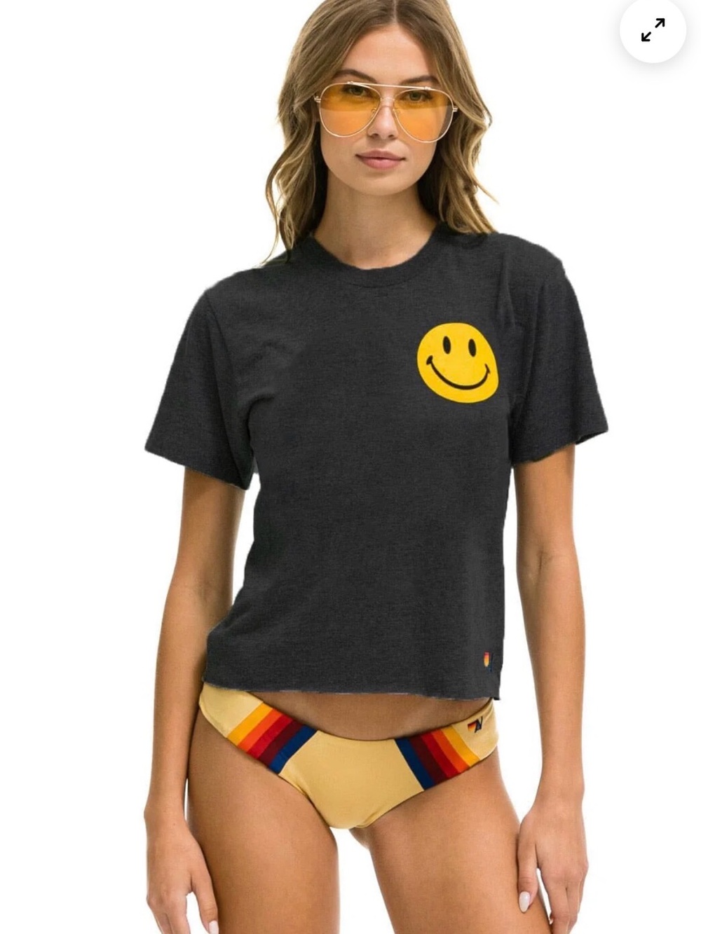 Aviator nation Charcoal Smiley Graphic Tee